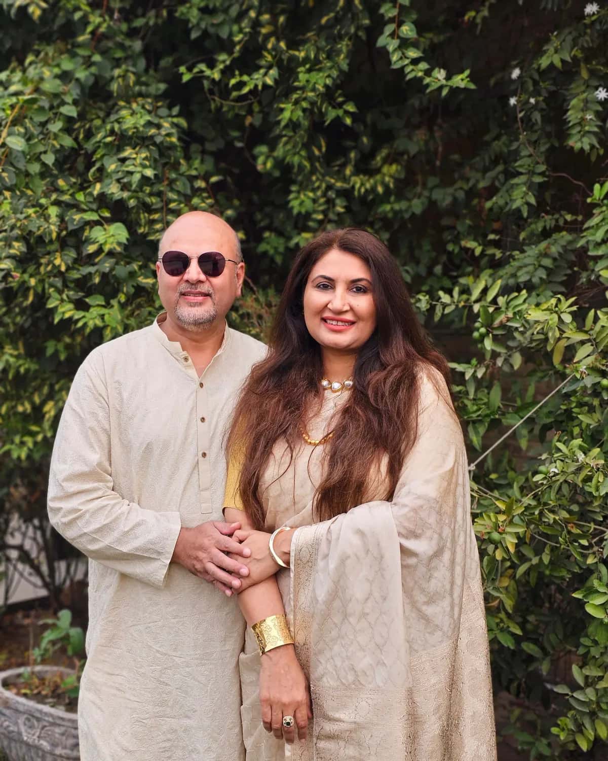 The bride's parents dressed for the walima