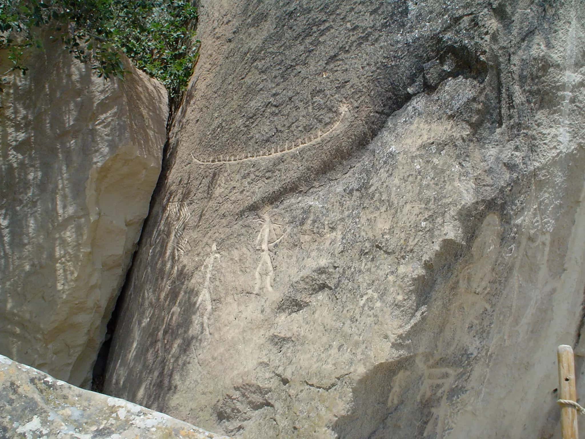 Stone-age figures carved into the rock at Gobustan