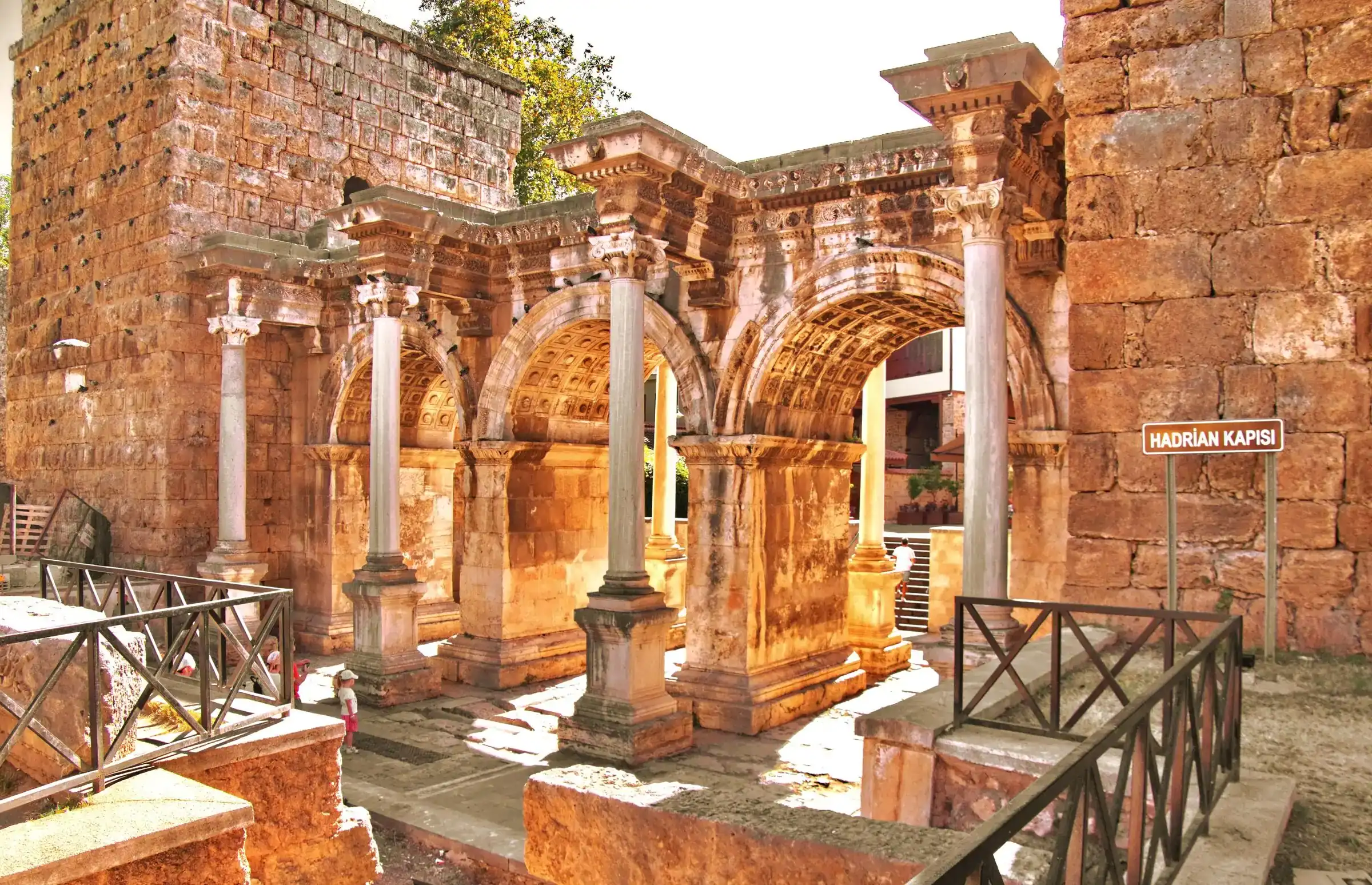The carved arches of Hadrian's Gate in Antalya