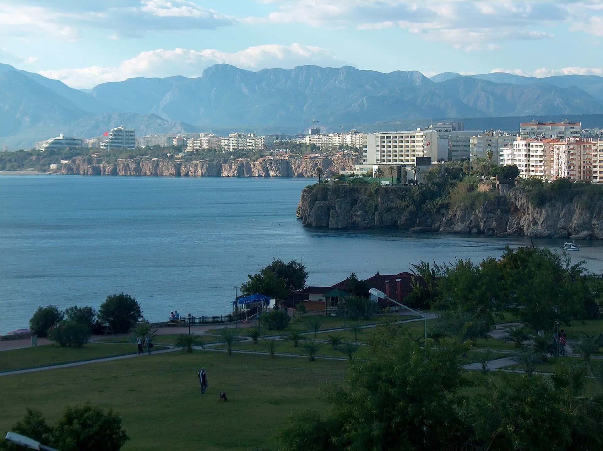 The Antalya coast and its mountains from the cliff top