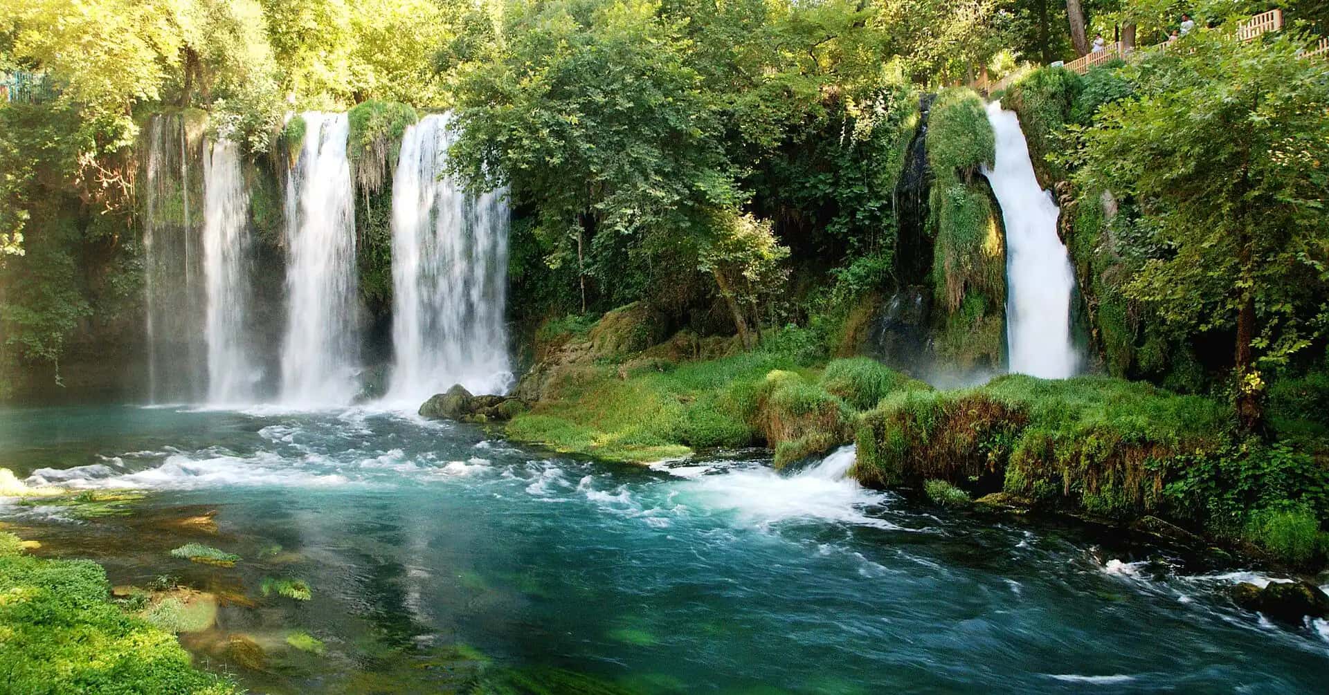 The upper Duden waterfall in green shade